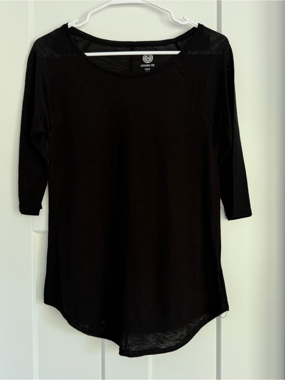 SO Women’s Black 3/4 Sleeve Scoop Neck Top